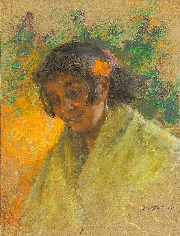 Donna zingara con fiori di nasturzio tra i capelli